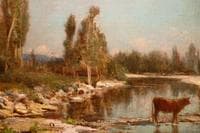 Cows Drinking in the River (detail)