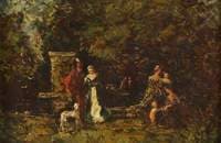 Elegant Figures in a Woodland Glade