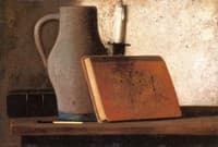 Still Life with Pitcher, Candlestock, Books and Match