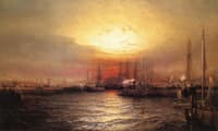 Sunrise from Chapman Dock and Old Brooklyn Navy Yard, East River, New York