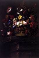 Basket of Flowers on a Plinth