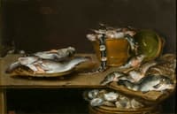 Still Life with Fish, Oysters and Cat