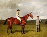 'Mimi' with Rickaby up with Her Trainer, Mr Matthew Dawson
