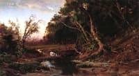 Woods and Meadow, Three Cows Wading