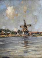 Dutch Scene with Windmill