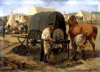 Farriers of the 17th Regiment of Dragoons Shoeing a Horse from a Mobile Forge, Chobham Camp