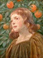 Portrait of a Girl against an Orange Tree