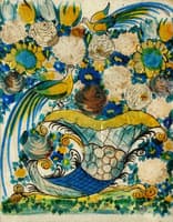 Birds above a Cornucopia of Flowers