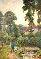 Worker Carrying a Scythe with His Daughter