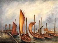 Scotch Herring Boats Leaving Bridlington Harbour, East Riding of Yorkshire, 22 September 1897
