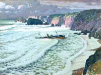 A Torpedoed Tramp Steamer off the Longships, Cornwall