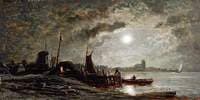 River Scene, Moonlight