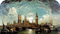 The Houses of Parliament with Westminster Bridge and Abbey, Seen from South Side of the Thames