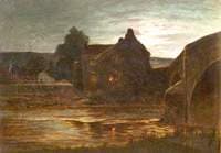 House by a River and a Bridge by Night