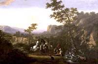 Italian Landscape with Two Horsemen and Figures on a Road