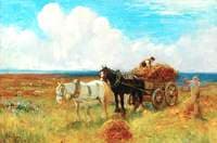 Hay Cart Pulled by Two Horses