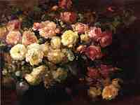 Still Life with White and Pink Roses