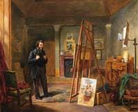 Thomas Faed at His Easel in His Studio