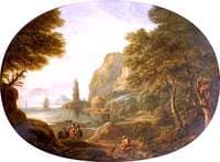 A Bay with a Temple and a Tower