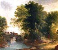 A Wooded River Landscape with a Bridge