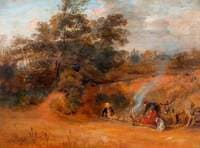 Gypsies with Two Donkeys and a Dog