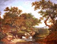 Landscape with Cattle Watering and Rustics