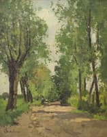 Farmer and Cow on the Road