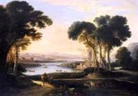 A Romantic River Landscape with Ships