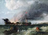 Burning of the 'Eastern Monarch' off Fort Monckton