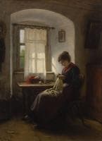 Young Woman Sewing at the Window