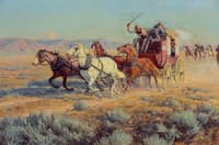 Stagecoach Pursued by Mounted Indians