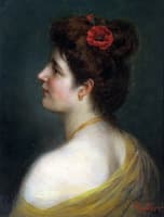 Young Woman with Poppy Flowers in Her Hair