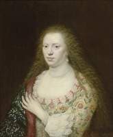 Portrait of a Woman in a Dress Worked with Flowers