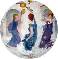 Three Women Playing Shuttlecock