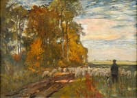 Autumn Landscape with Shepherd and Flock