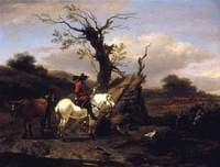 The Bird Trap: Encampment with a Figure on a White Horse