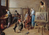 Painter in His Studio, Painting a Musical Company