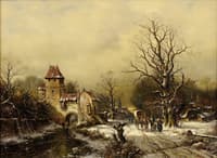 Winter landscape with castle ruins