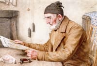 An Old Man Reading a Newspaper