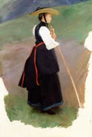 Walliserin in Tracht bei Hohfluh