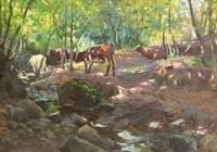 Cattle by a Stream