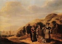 Beach Scene with Fish Folk