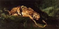 A Tiger Struggling with a Snake