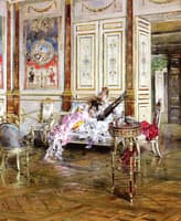 Woman Playing a Lyre and a Listener