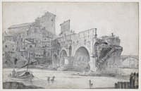 View of the Ponte Rotto and Trastevere