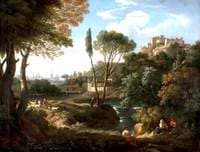 Landscape with a Waterfall and Buildings