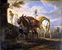 Mules Halting by the Wayside