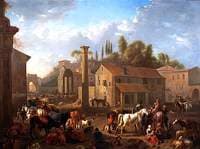 Soldiers Resting in a Village