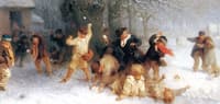 A Winter Landscape with Boys Snowballing