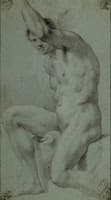 Study of a Seated Male Nude with an Arm Raised